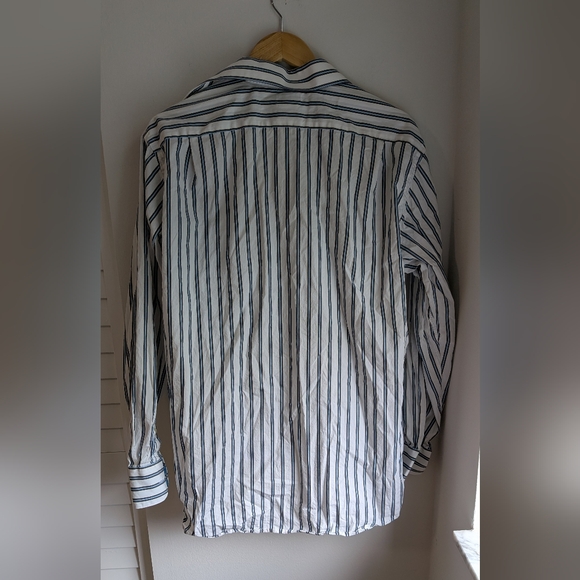 Lacoste Blue and White Striped Shirt 100% Cotton Size 44 - Picture 4 of 4